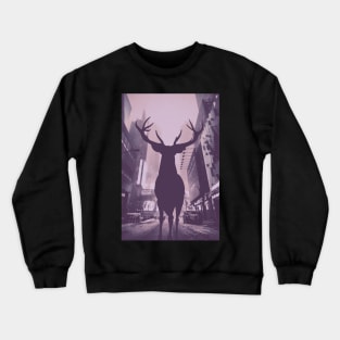 Purple Deer in the City Crewneck Sweatshirt